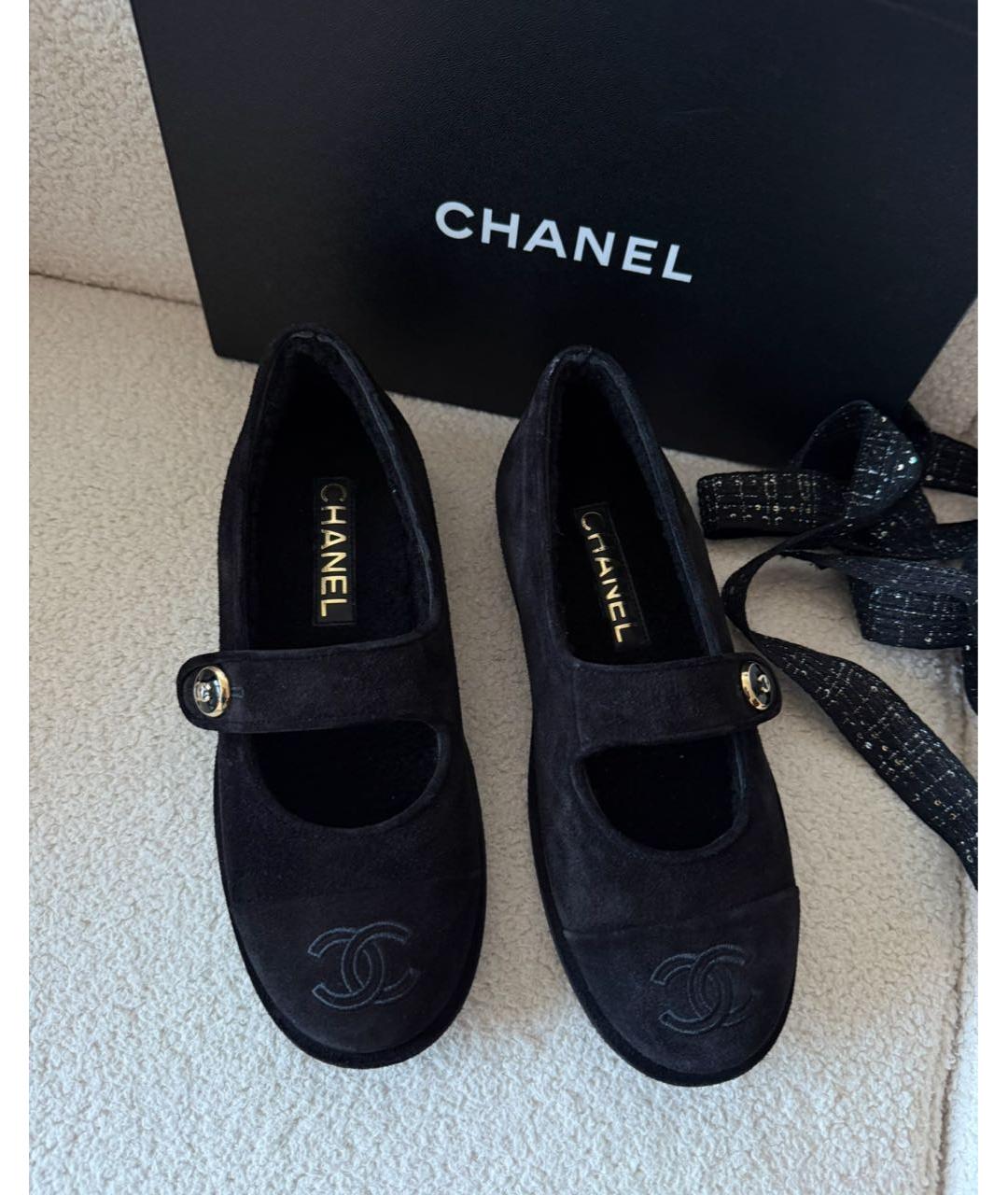 CHANEL Черные замшевые балетки, фото 5