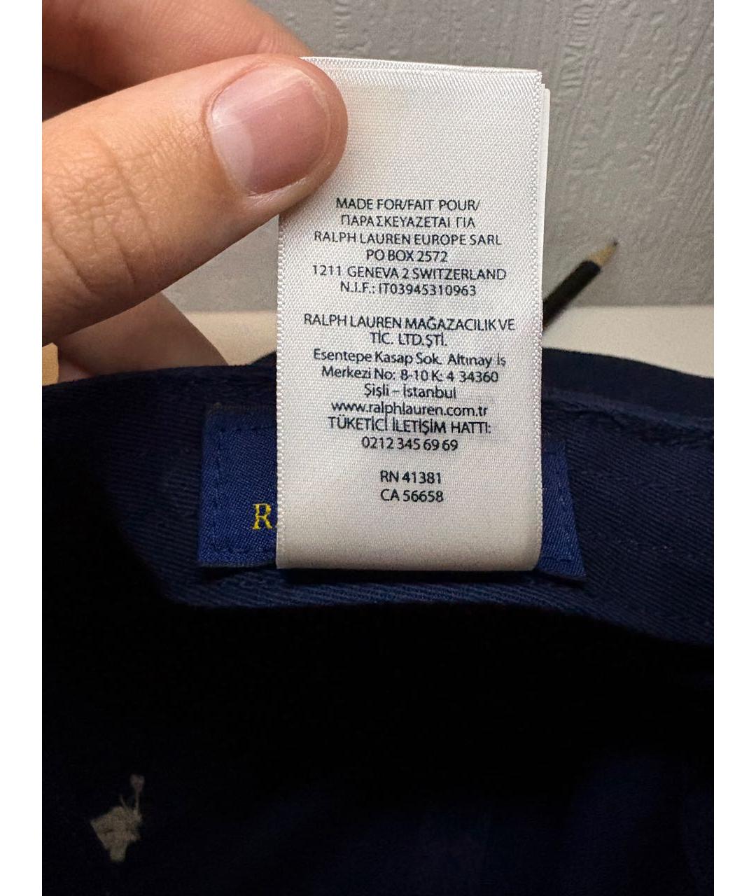 POLO RALPH LAUREN Темно-синяя хлопковая кепка/бейсболка, фото 7