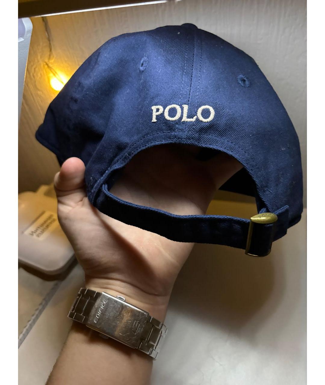POLO RALPH LAUREN Темно-синяя хлопковая кепка/бейсболка, фото 2
