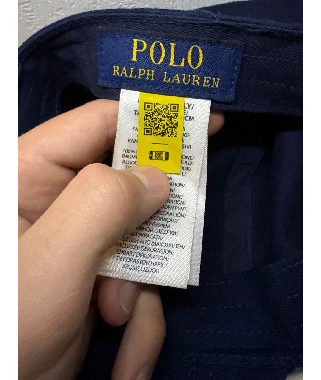 POLO RALPH LAUREN Темно-синяя хлопковая кепка/бейсболка, фото 5