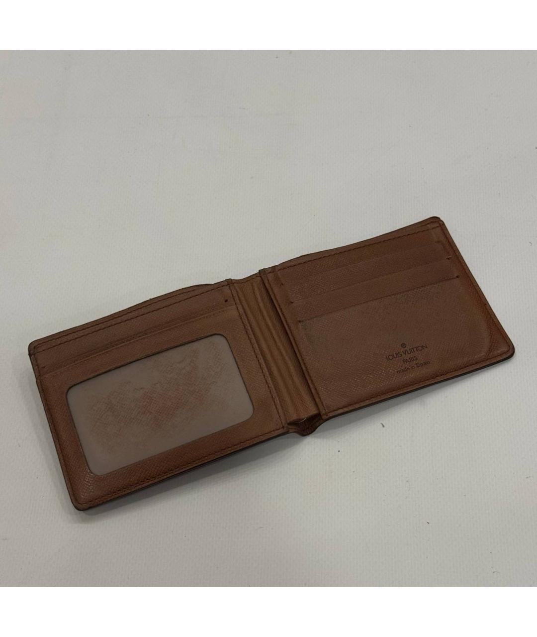 LOUIS VUITTON Коричневый кожаный кошелек, фото 5