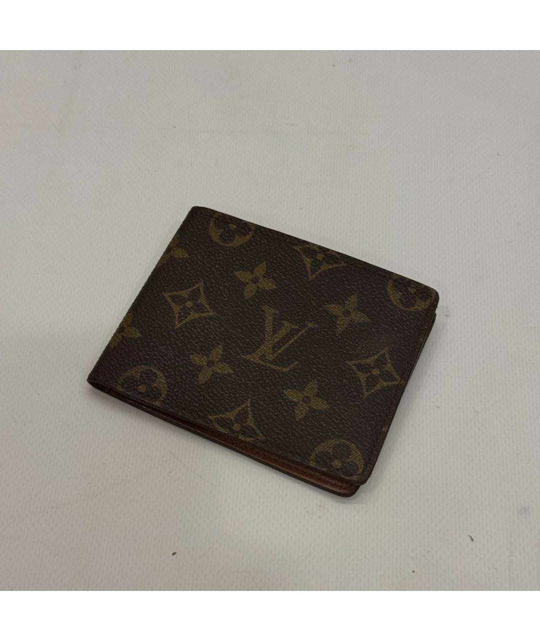 LOUIS VUITTON Коричневый кожаный кошелек, фото 8