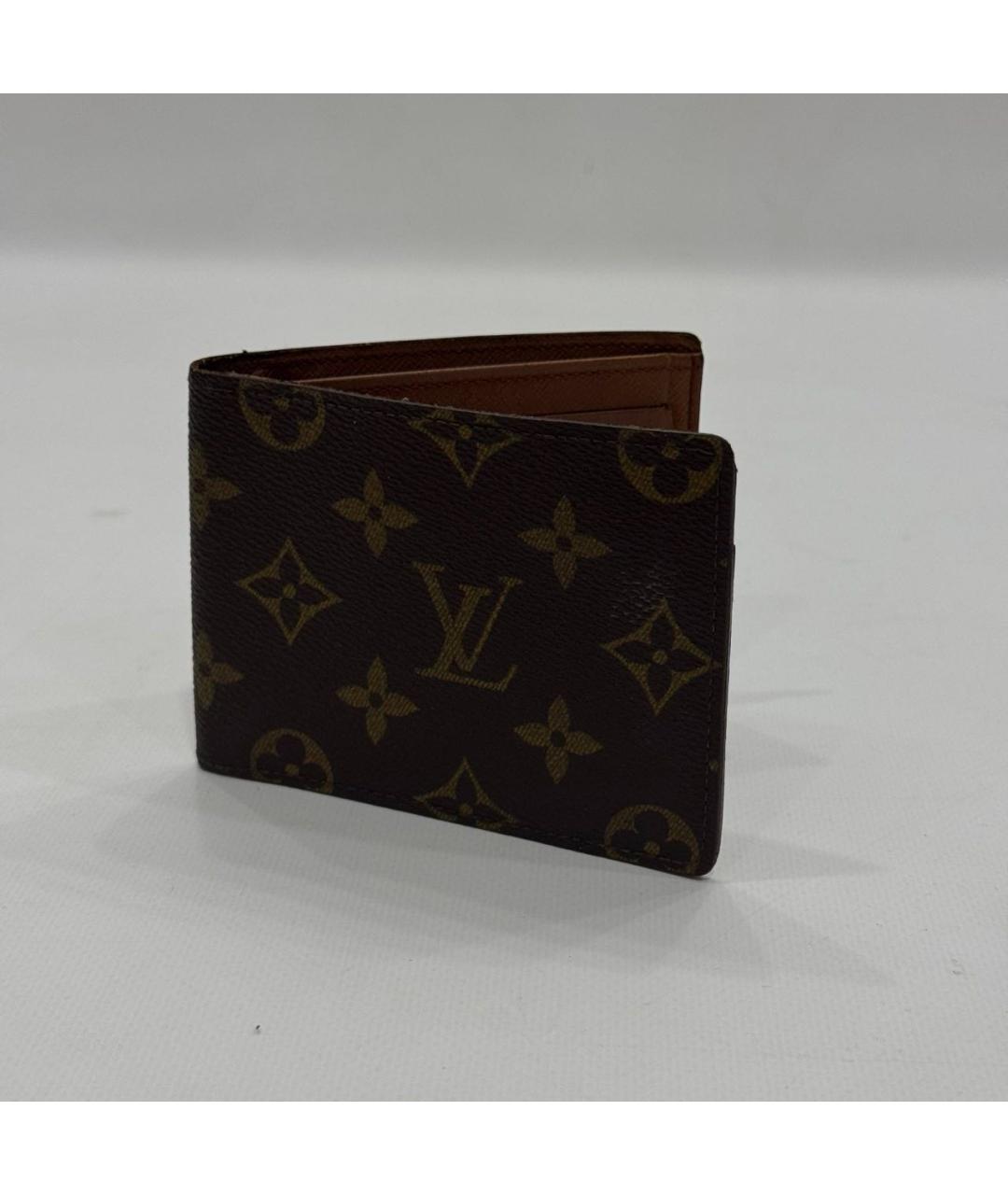LOUIS VUITTON Коричневый кожаный кошелек, фото 3