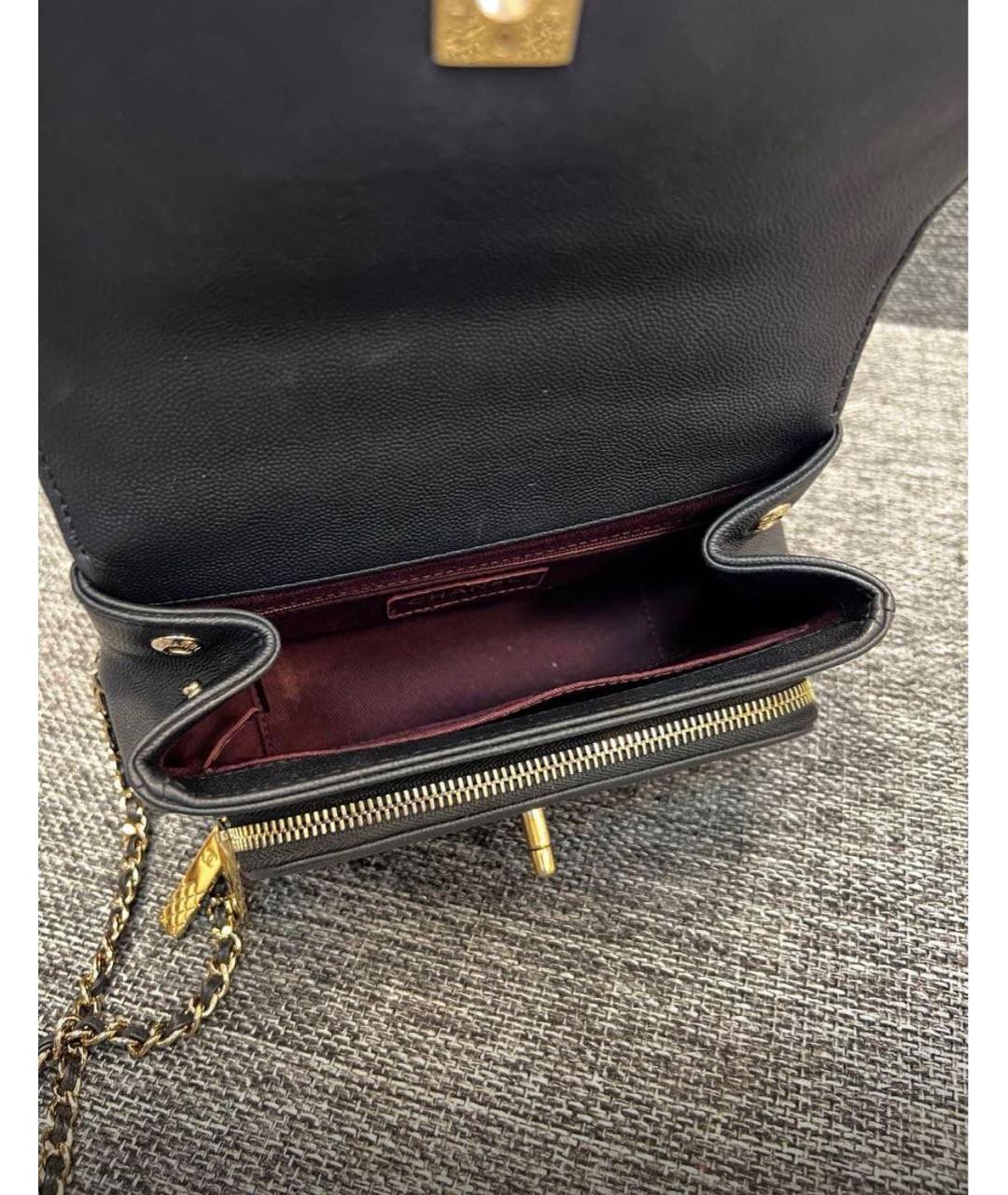 CHANEL Черная кожаная сумка через плечо, фото 8