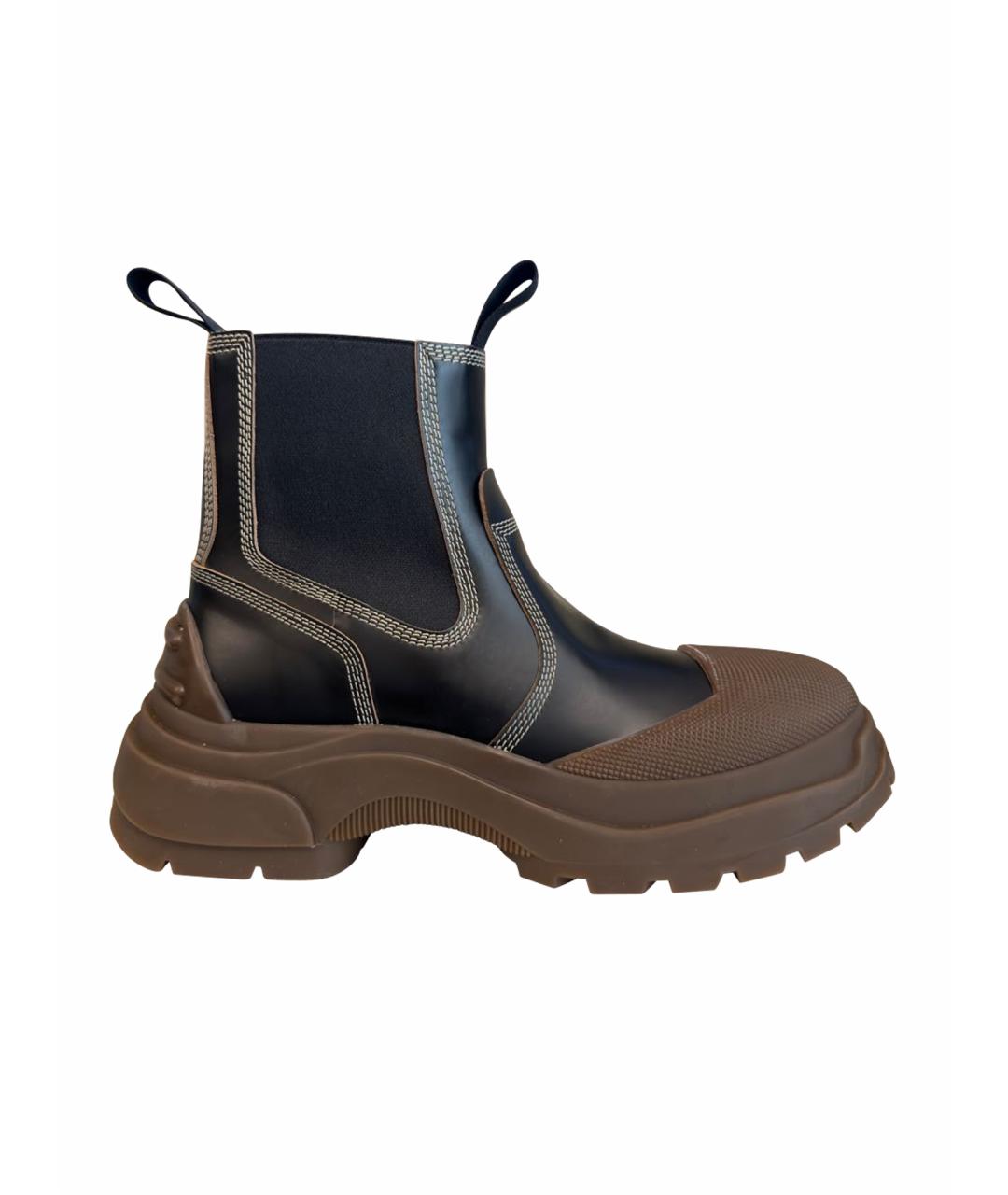 MAISON MARGIELA Черные кожаные низкие ботинки, фото 1