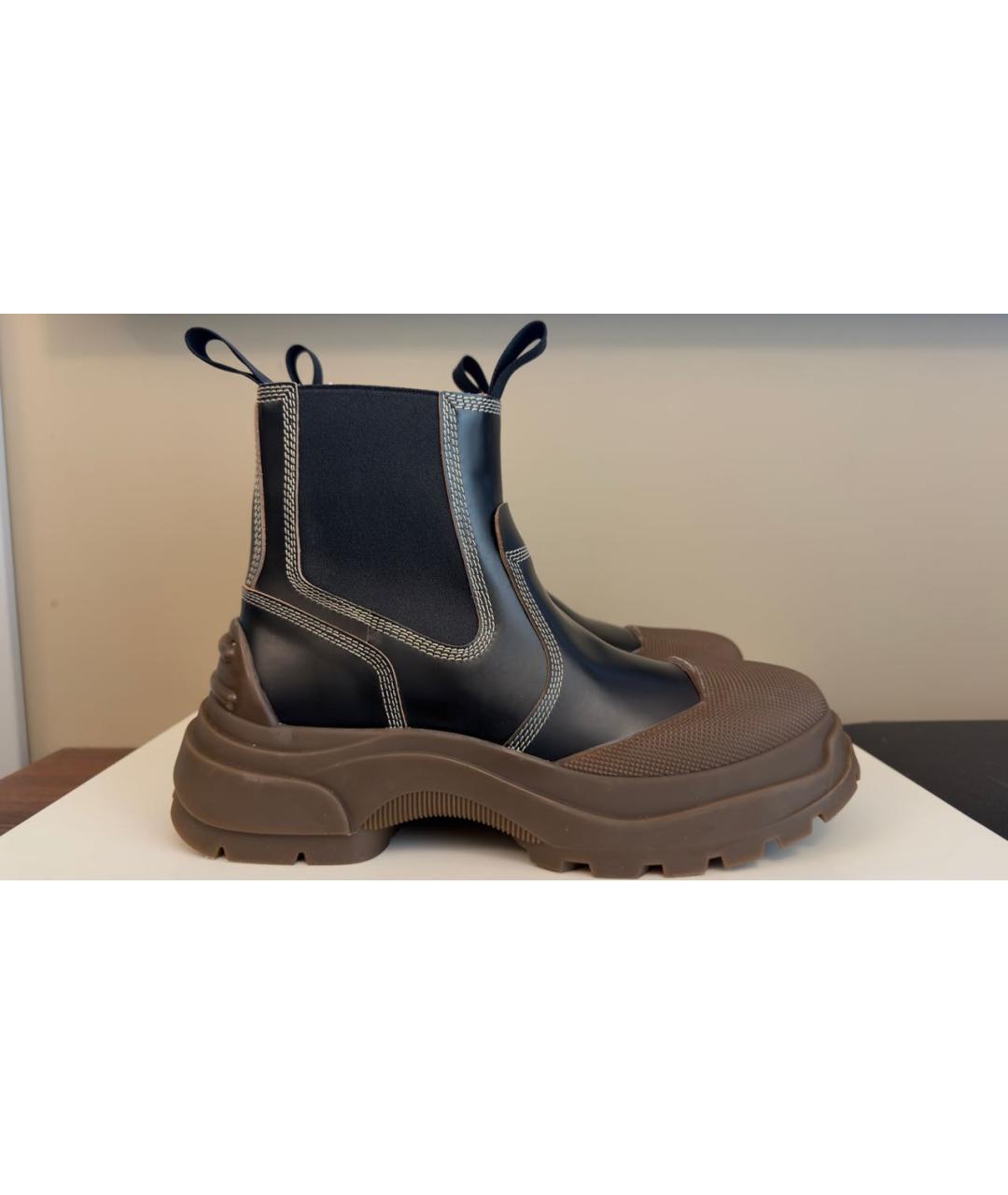 MAISON MARGIELA Черные кожаные низкие ботинки, фото 5