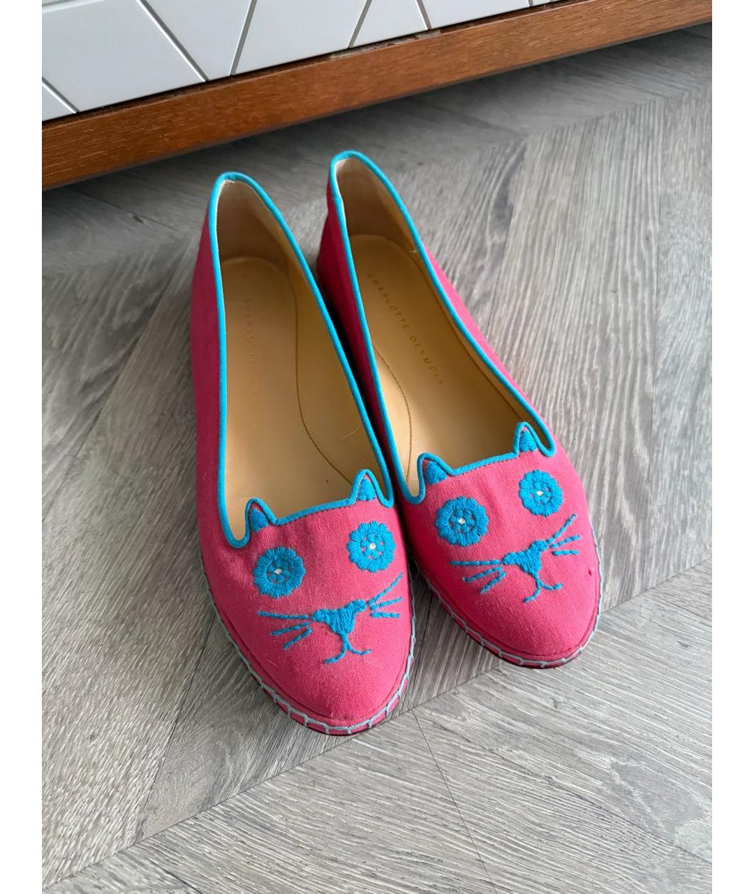 CHARLOTTE OLYMPIA Розовые текстильные балетки, фото 2