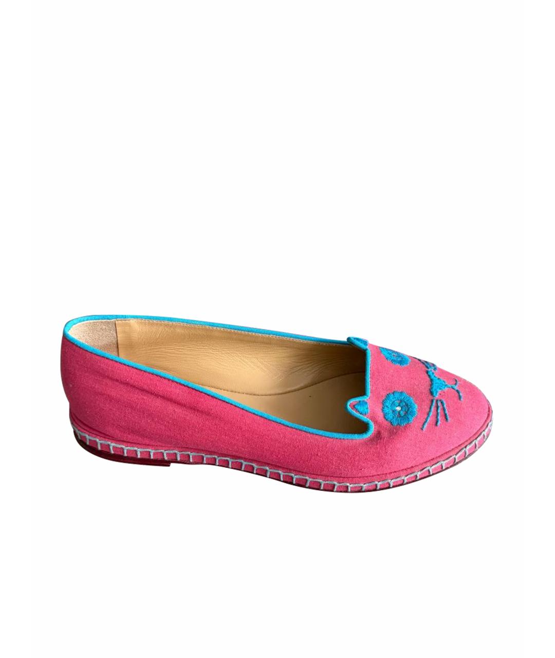 CHARLOTTE OLYMPIA Розовые текстильные балетки, фото 1