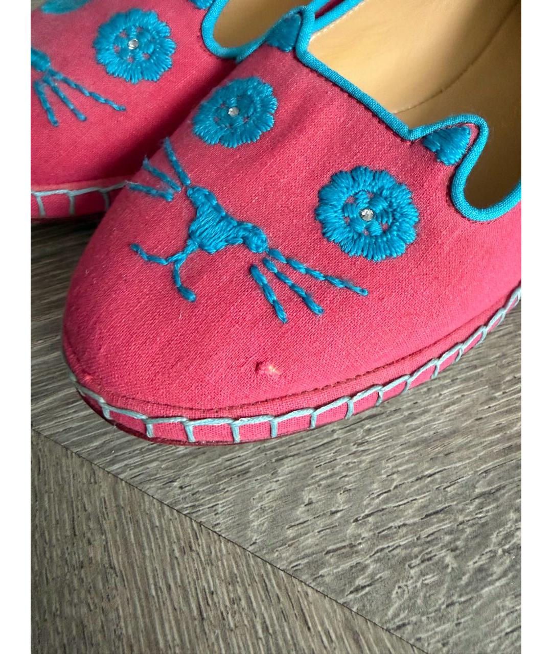 CHARLOTTE OLYMPIA Розовые текстильные балетки, фото 5