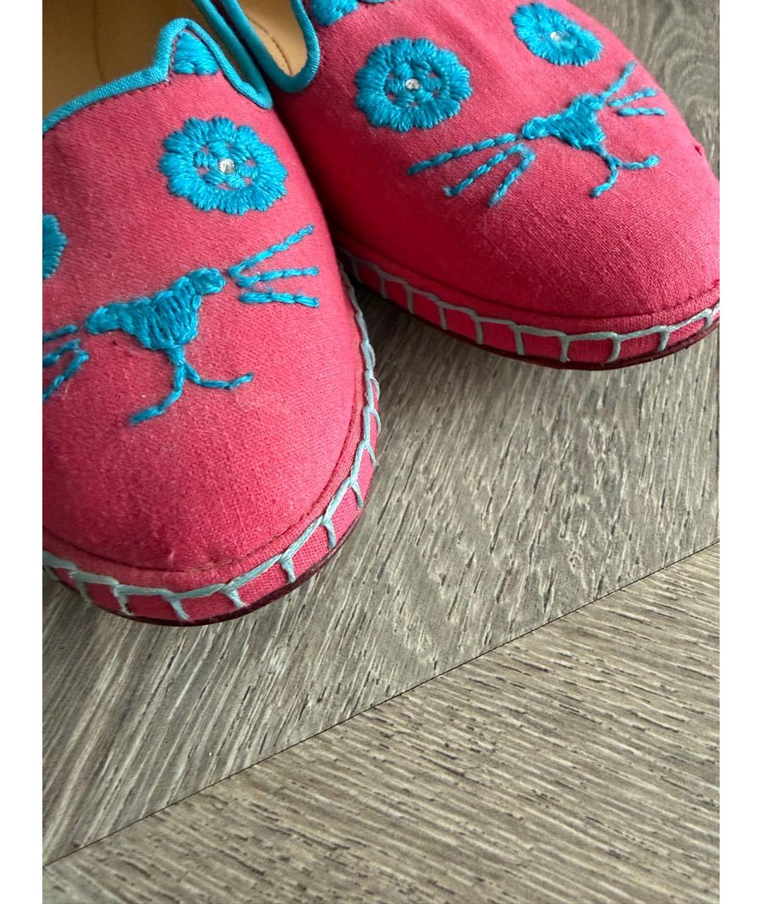 CHARLOTTE OLYMPIA Розовые текстильные балетки, фото 6