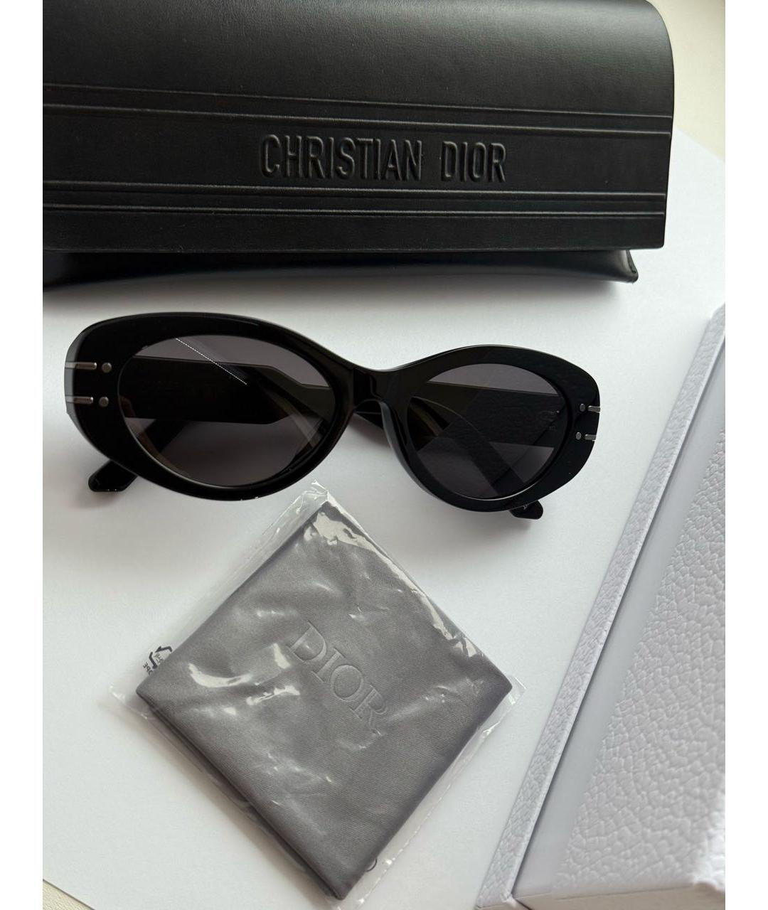 CHRISTIAN DIOR Черные пластиковые солнцезащитные очки, фото 4