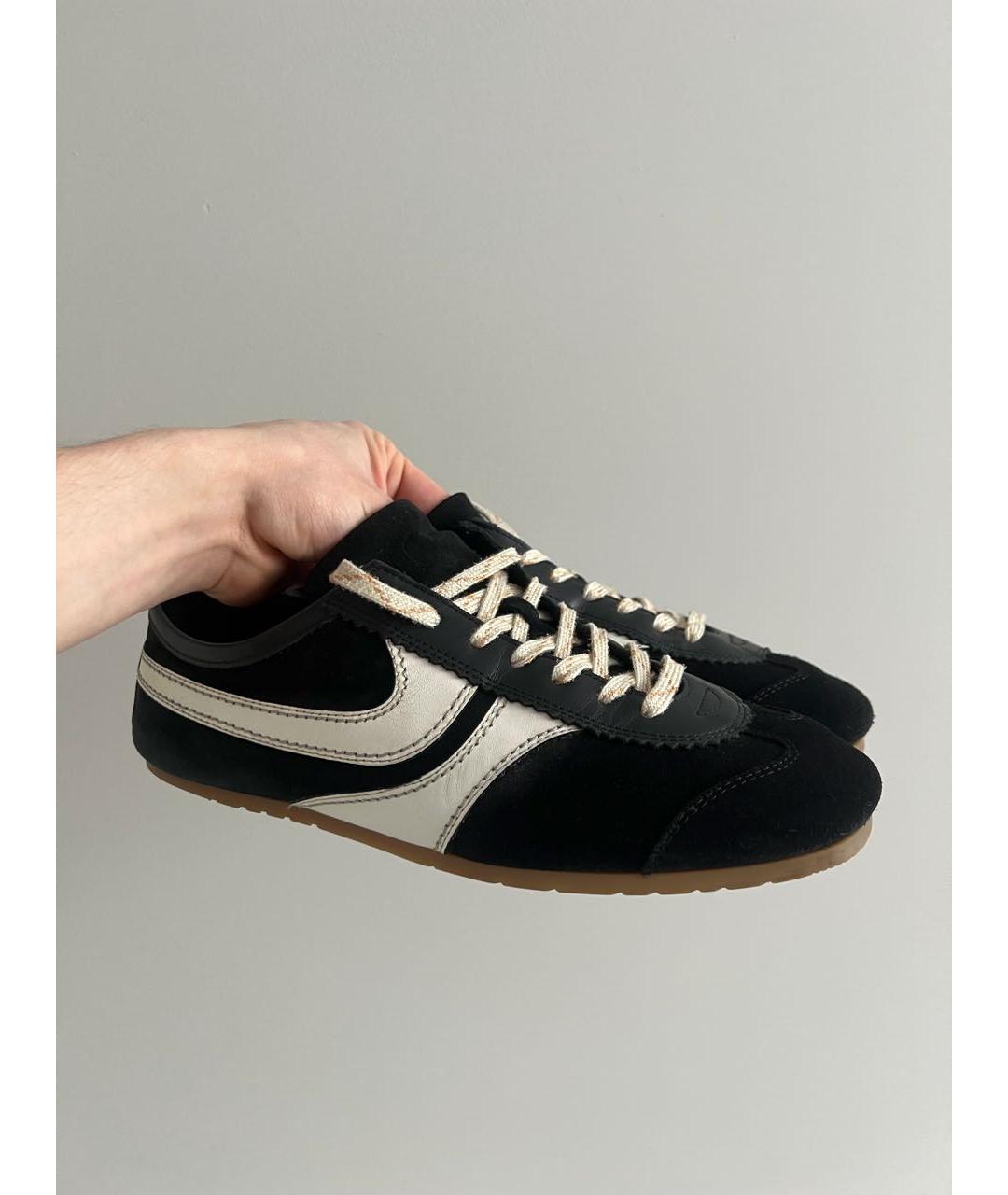 DRIES VAN NOTEN Черные замшевые низкие кроссовки / кеды, фото 5