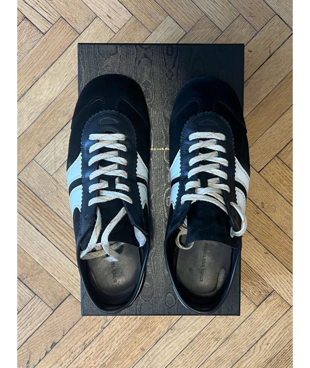 DRIES VAN NOTEN Черные замшевые низкие кроссовки / кеды, фото 2