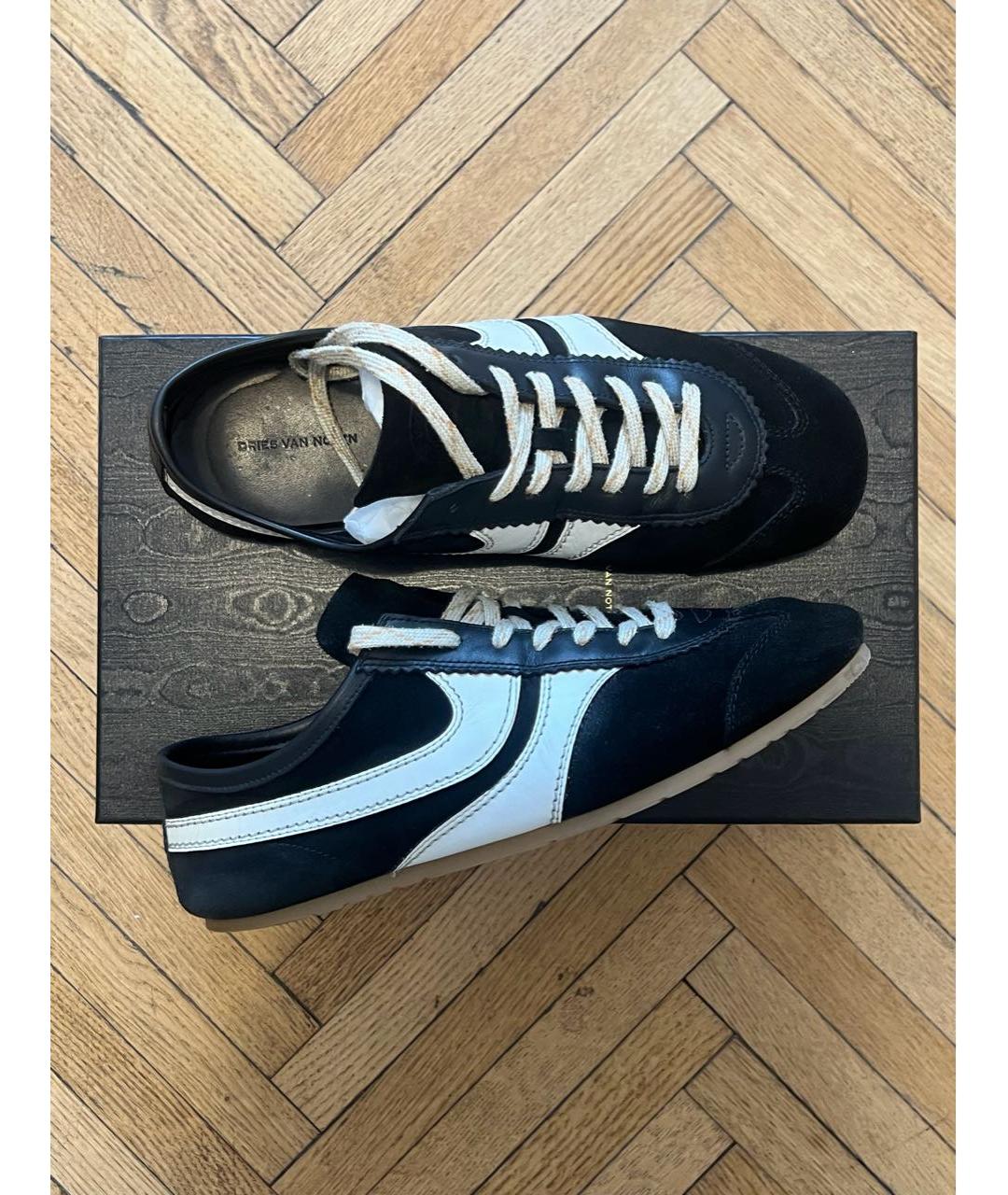 DRIES VAN NOTEN Черные замшевые низкие кроссовки / кеды, фото 3