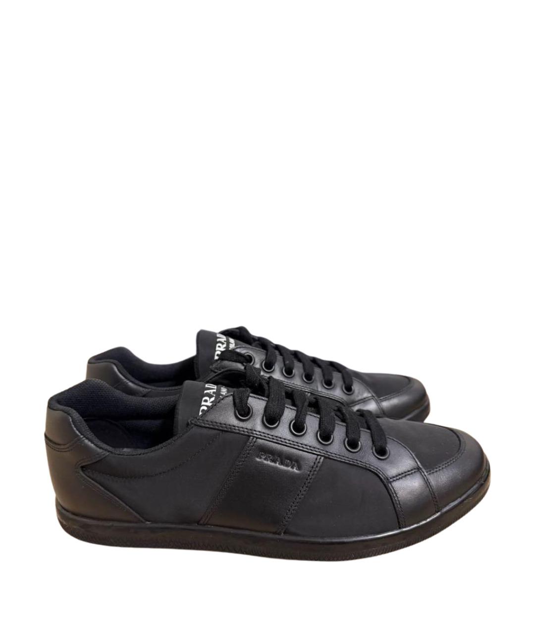 PRADA Черные текстильные низкие кроссовки / кеды, фото 1
