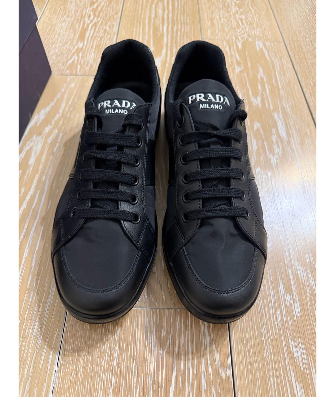 PRADA Черные текстильные низкие кроссовки / кеды, фото 2