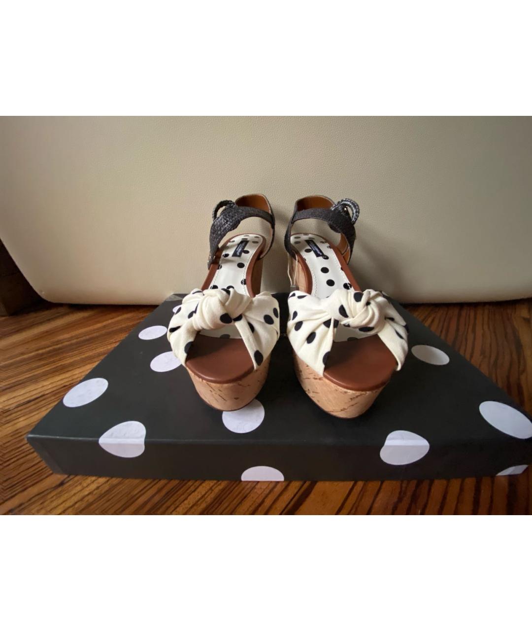 DOLCE&GABBANA Белые текстильные босоножки, фото 2