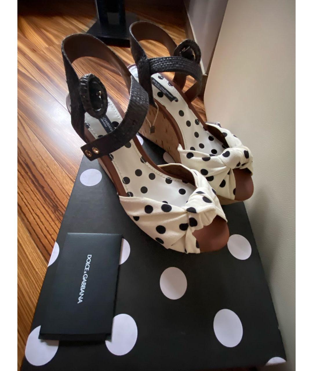 DOLCE&GABBANA Белые текстильные босоножки, фото 6