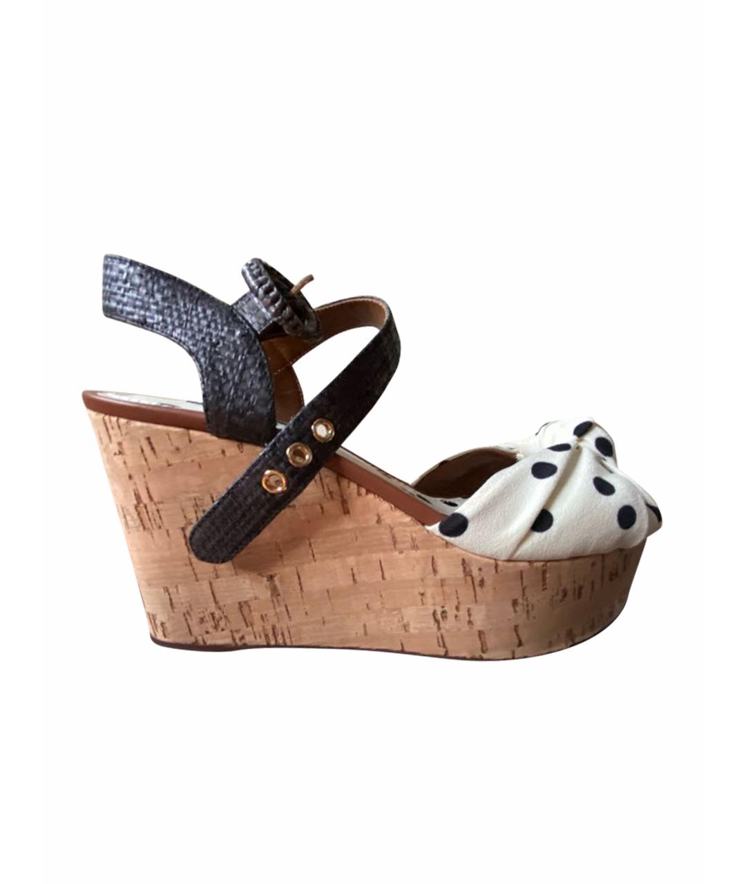 DOLCE&GABBANA Белые текстильные босоножки, фото 1