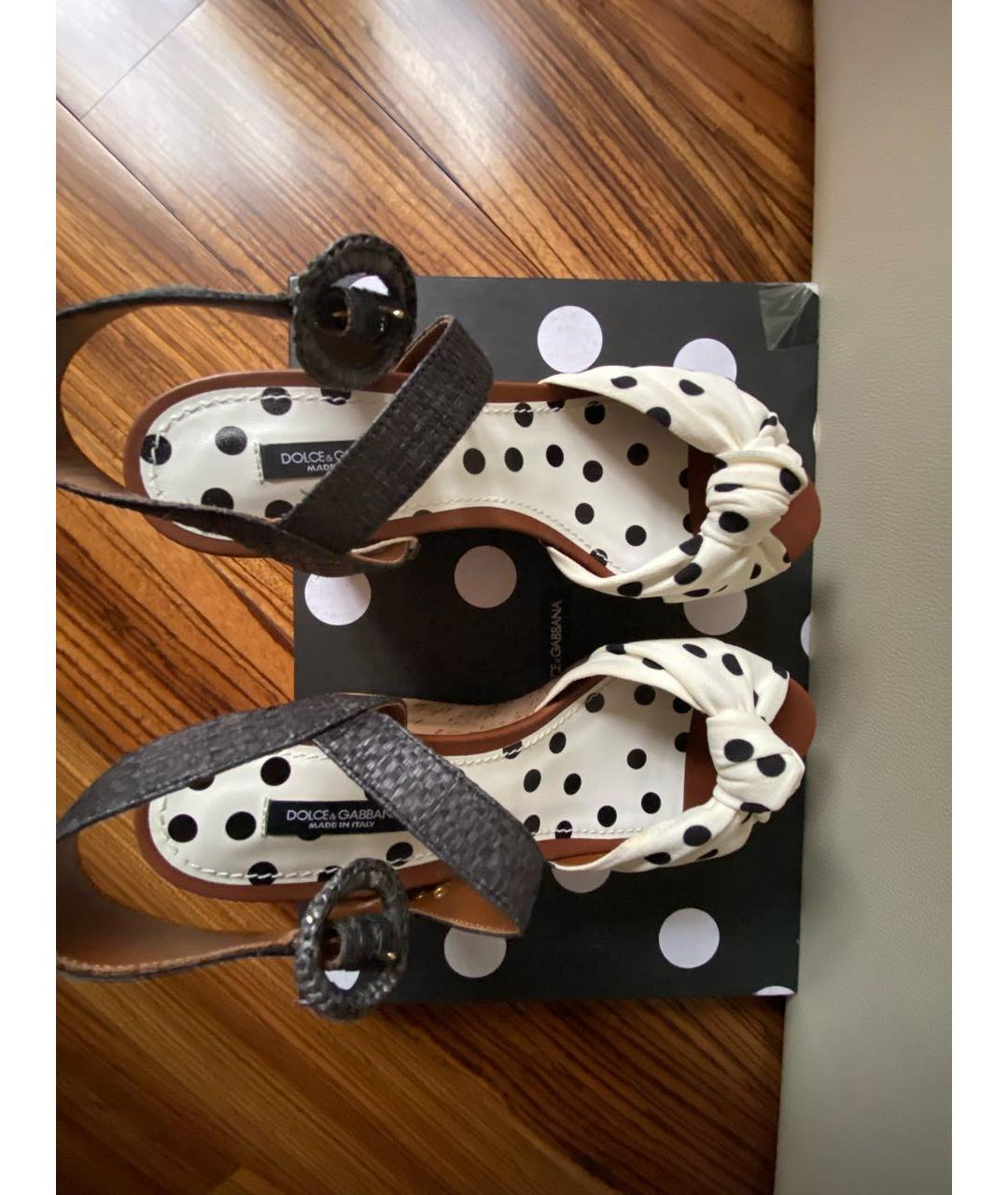 DOLCE&GABBANA Белые текстильные босоножки, фото 4