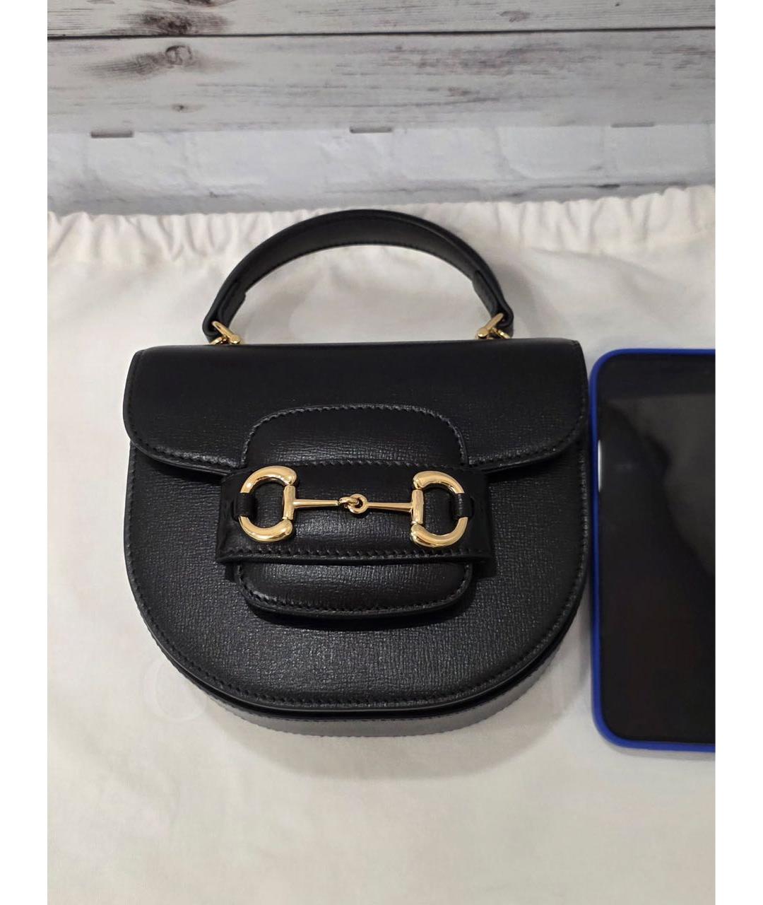 GUCCI Черная кожаная сумка тоут, фото 8
