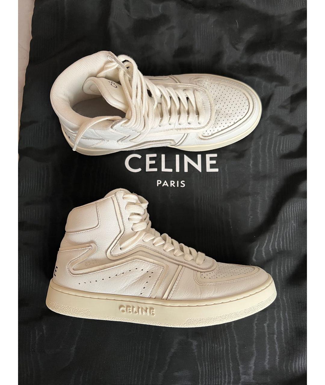 CELINE Белые кожаные кеды, фото 9