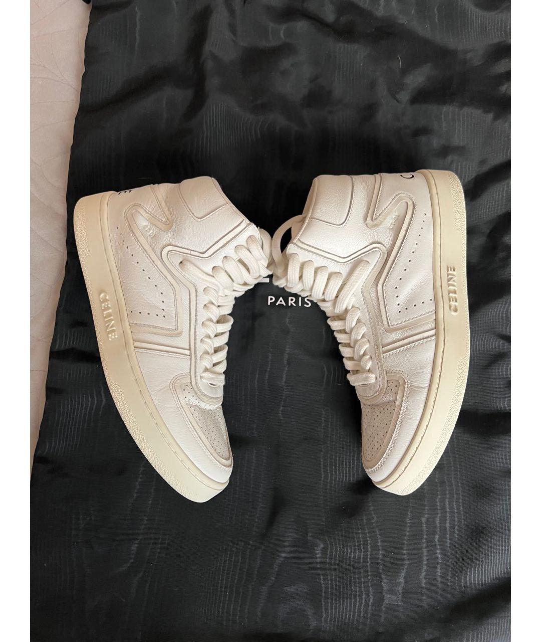 CELINE Белые кожаные кеды, фото 7