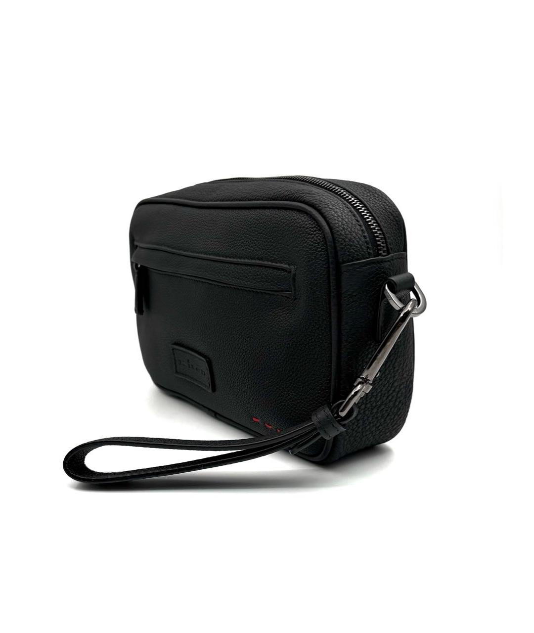 KITON Черная кожаная барсетка, фото 7