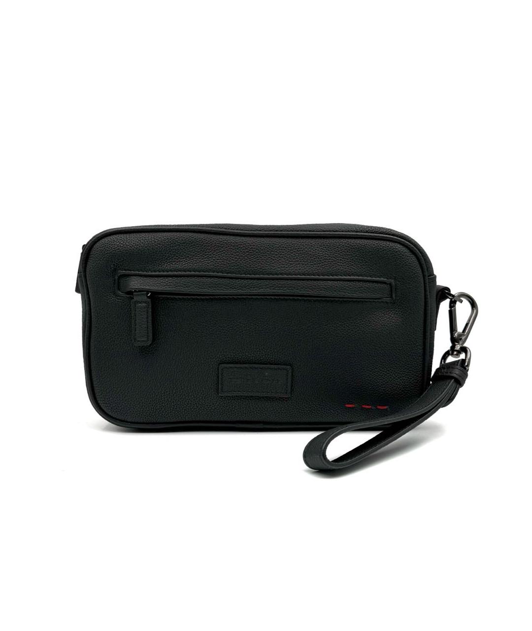 KITON Черная кожаная барсетка, фото 5