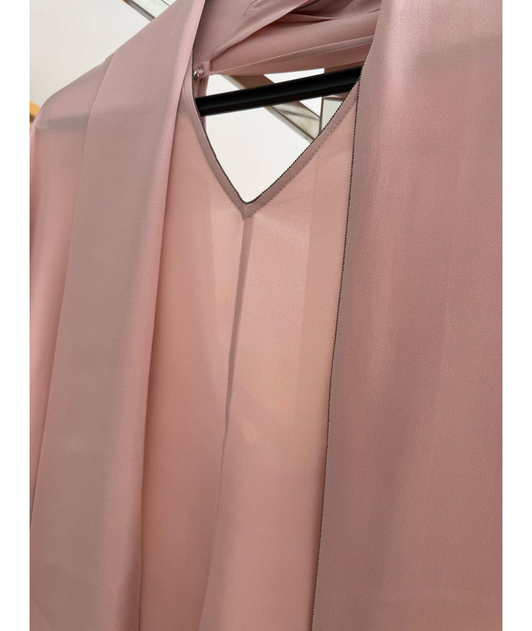 BRUNELLO CUCINELLI Розовая шелковая блузы, фото 3