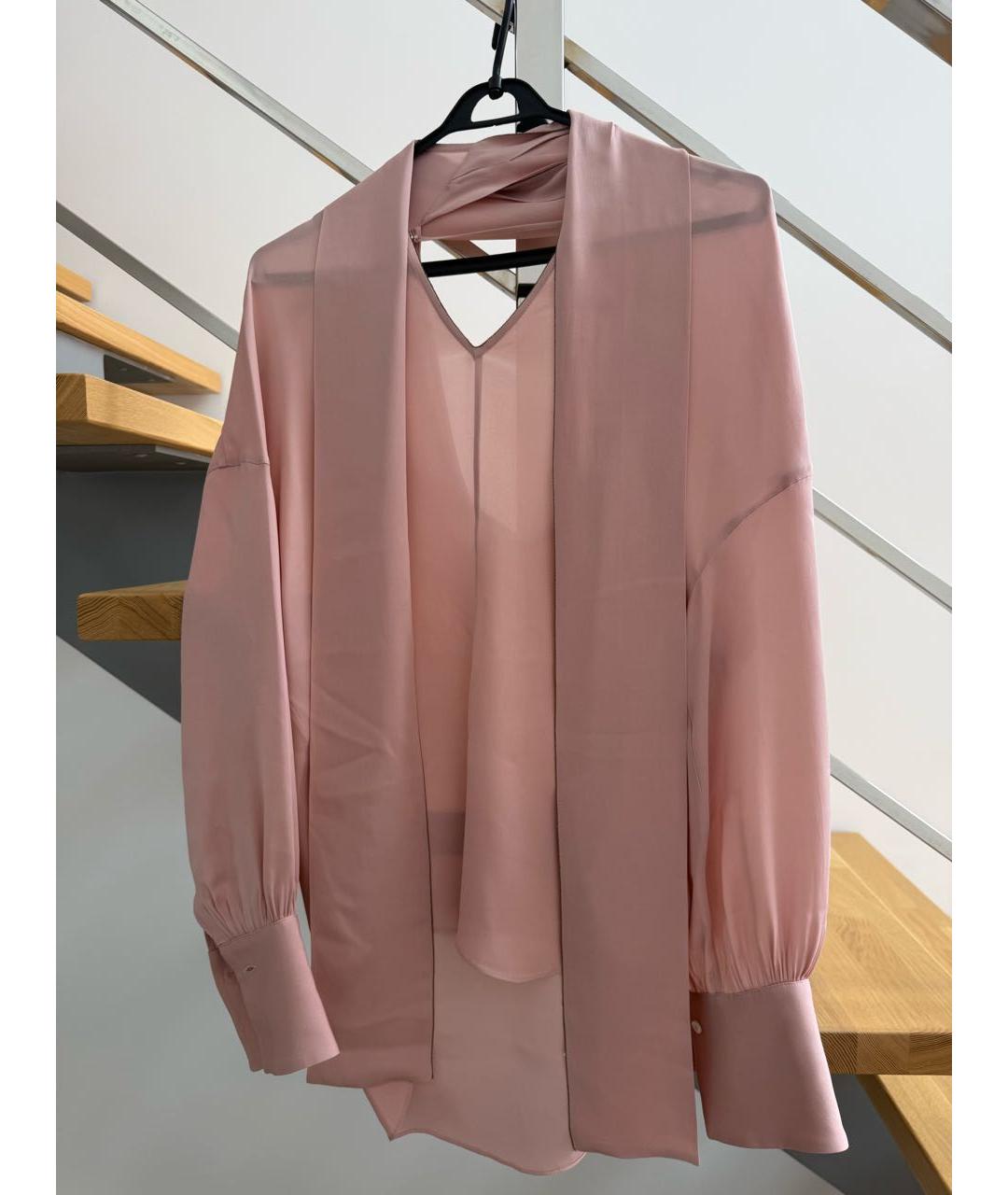 BRUNELLO CUCINELLI Розовая шелковая блузы, фото 5