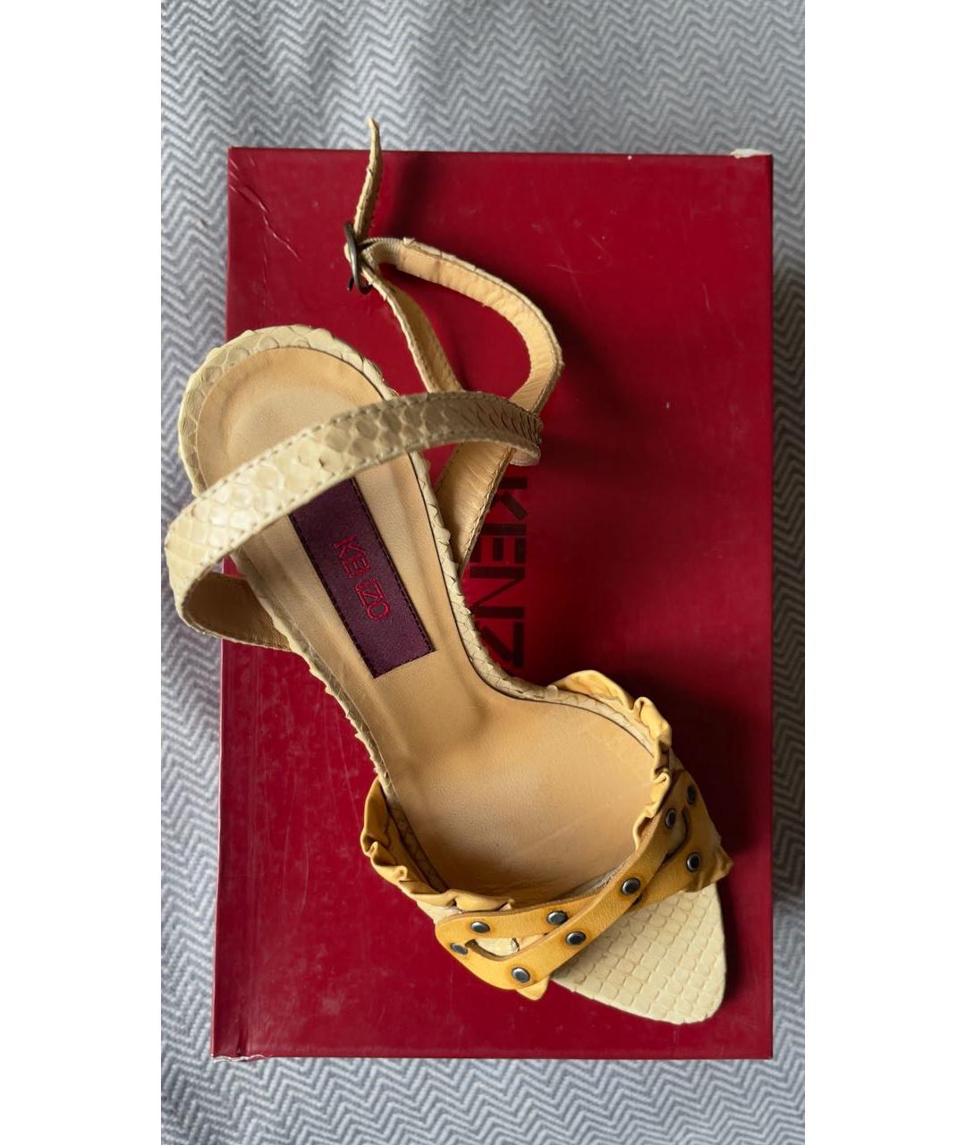 KENZO Бежевые кожаные босоножки, фото 6