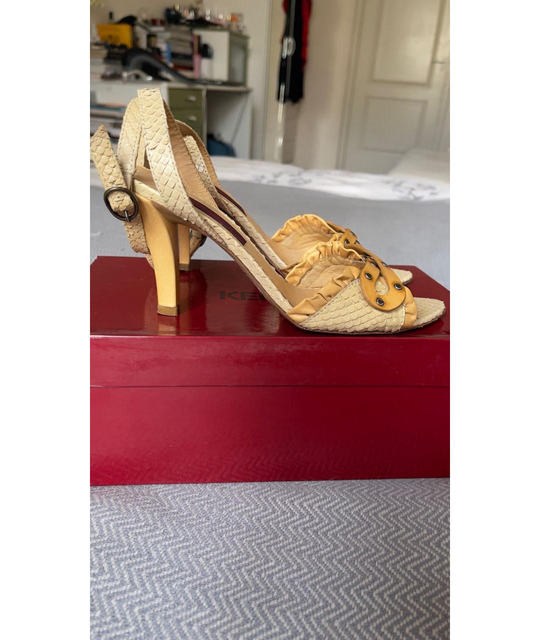 KENZO Бежевые кожаные босоножки, фото 8