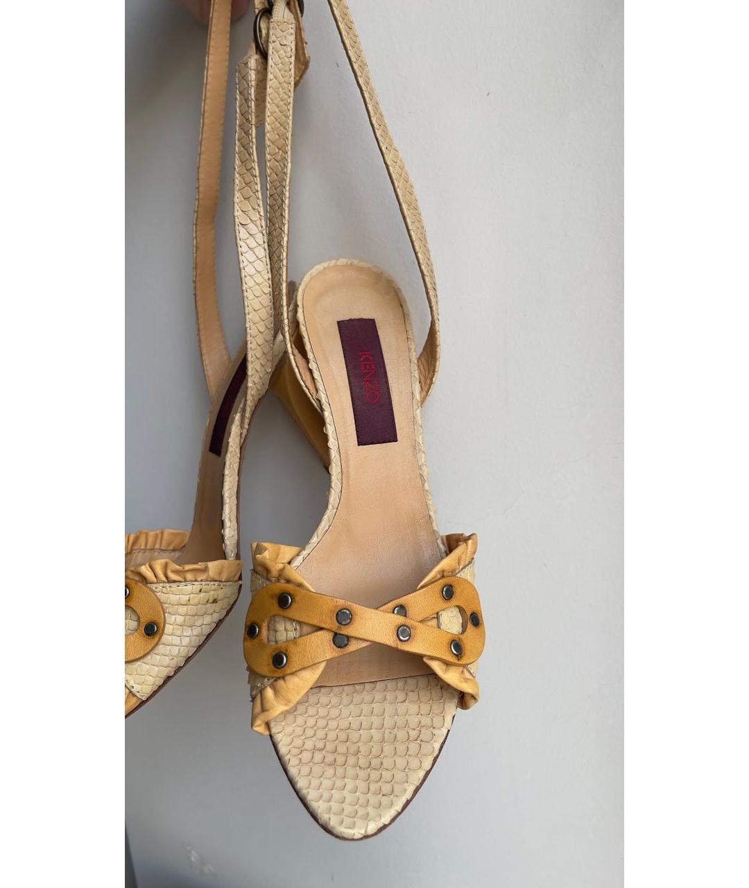 KENZO Бежевые кожаные босоножки, фото 5