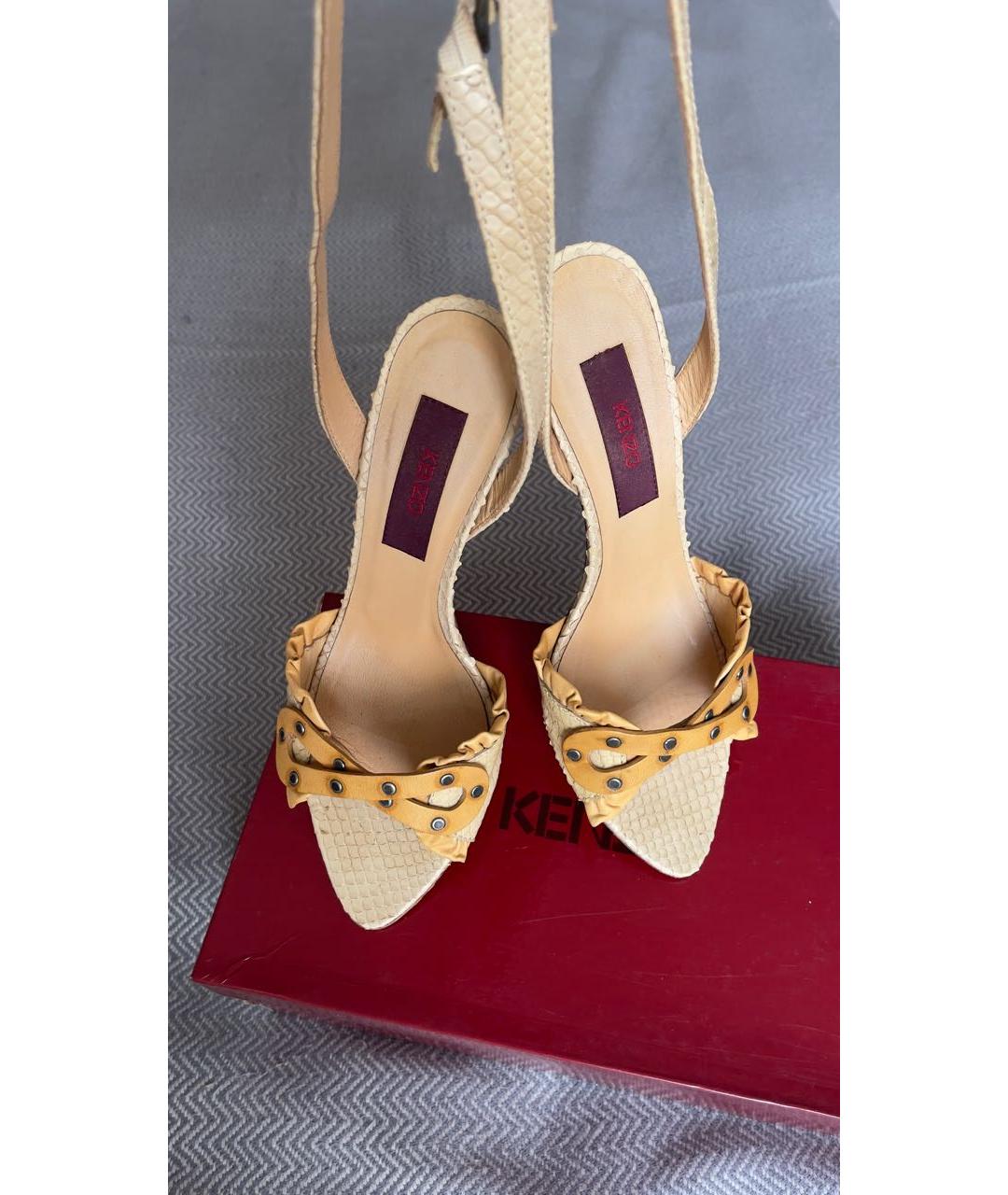 KENZO Бежевые кожаные босоножки, фото 7