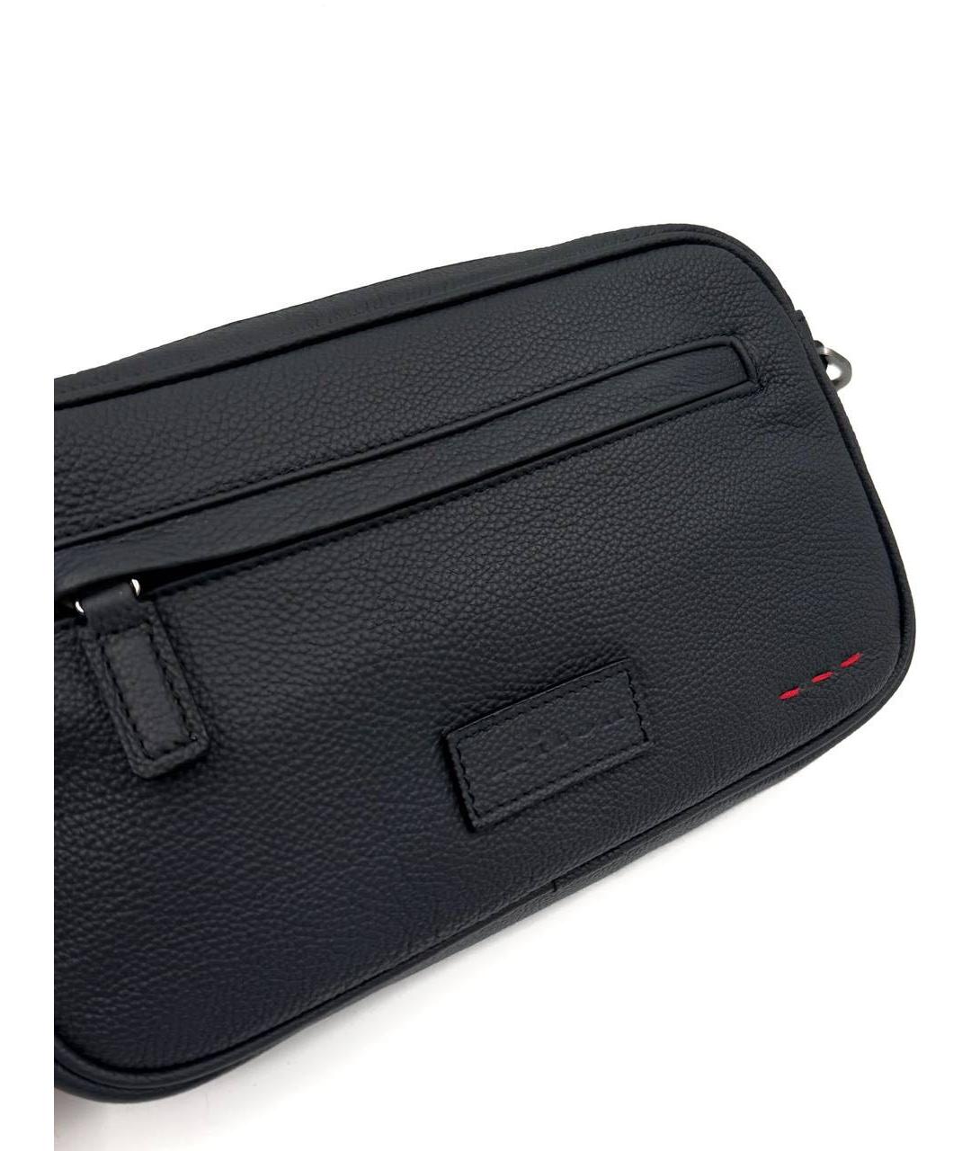 KITON Темно-синяя кожаная барсетка, фото 2