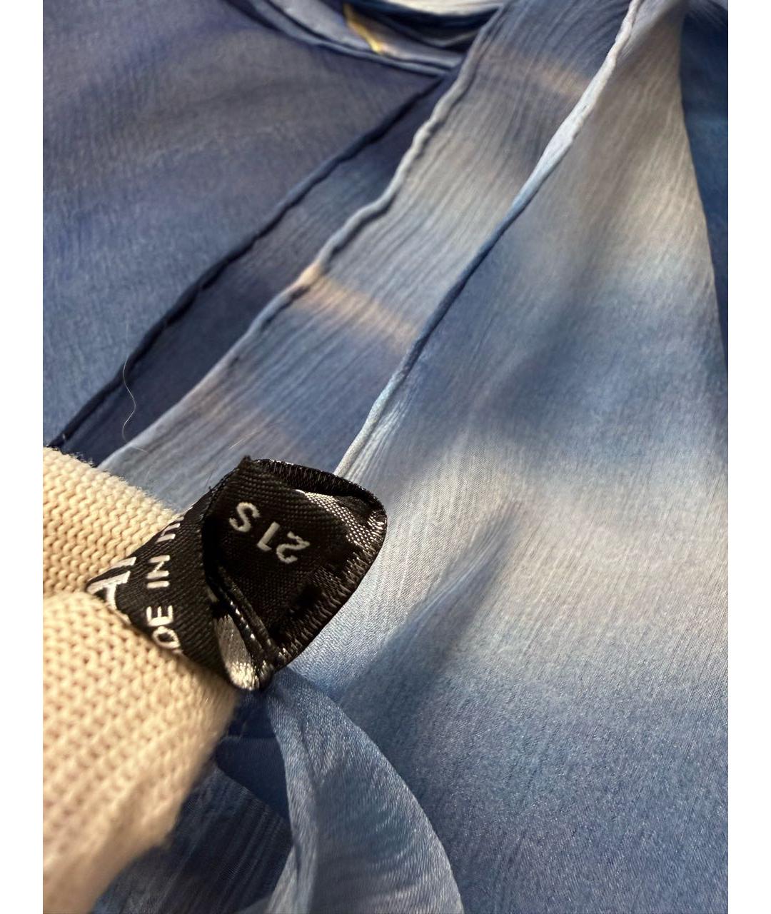 CHANEL Синий шелковый шарф, фото 8