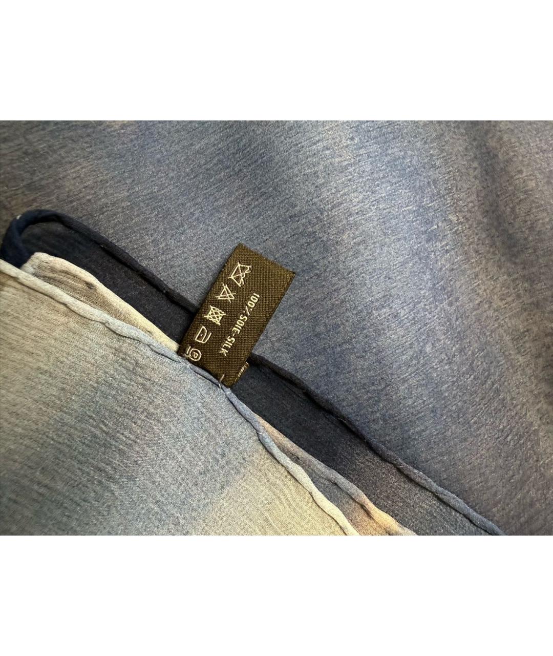 CHANEL Синий шелковый шарф, фото 7