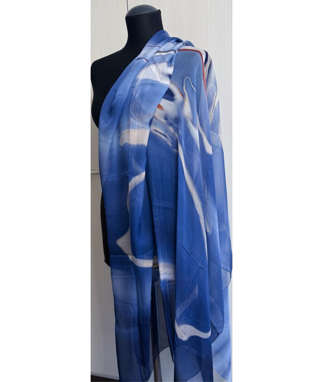 CHANEL Синий шелковый шарф, фото 4