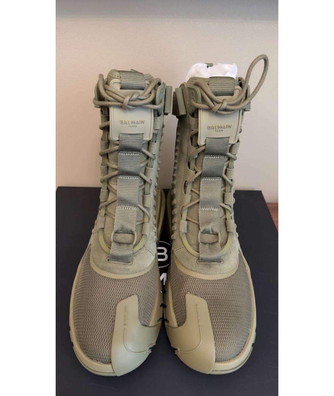 BALMAIN Хаки замшевые высокие ботинки, фото 2