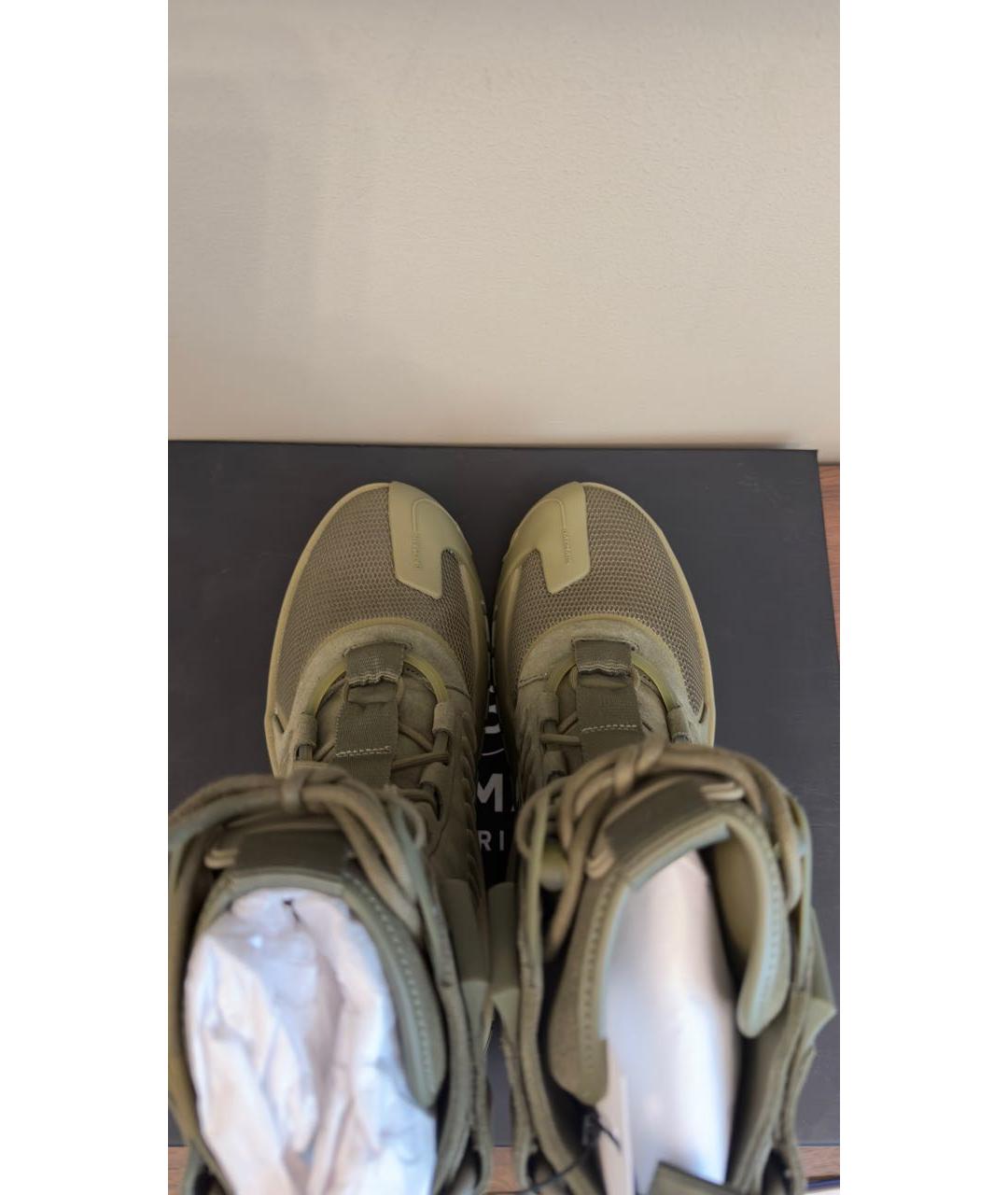 BALMAIN Хаки замшевые высокие ботинки, фото 3