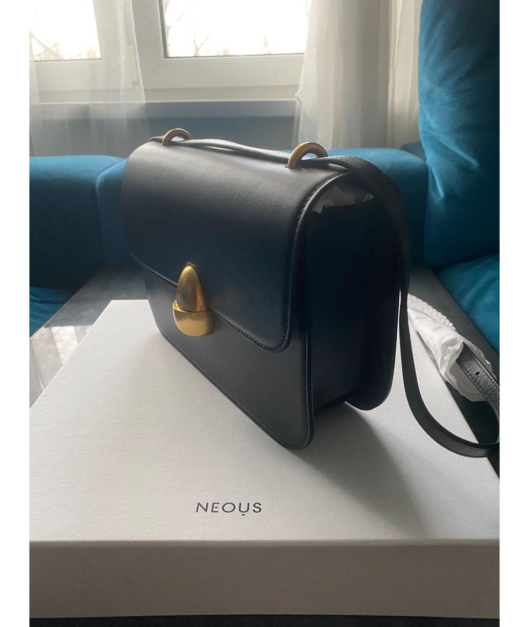 NEOUS Черная кожаная сумка через плечо, фото 2