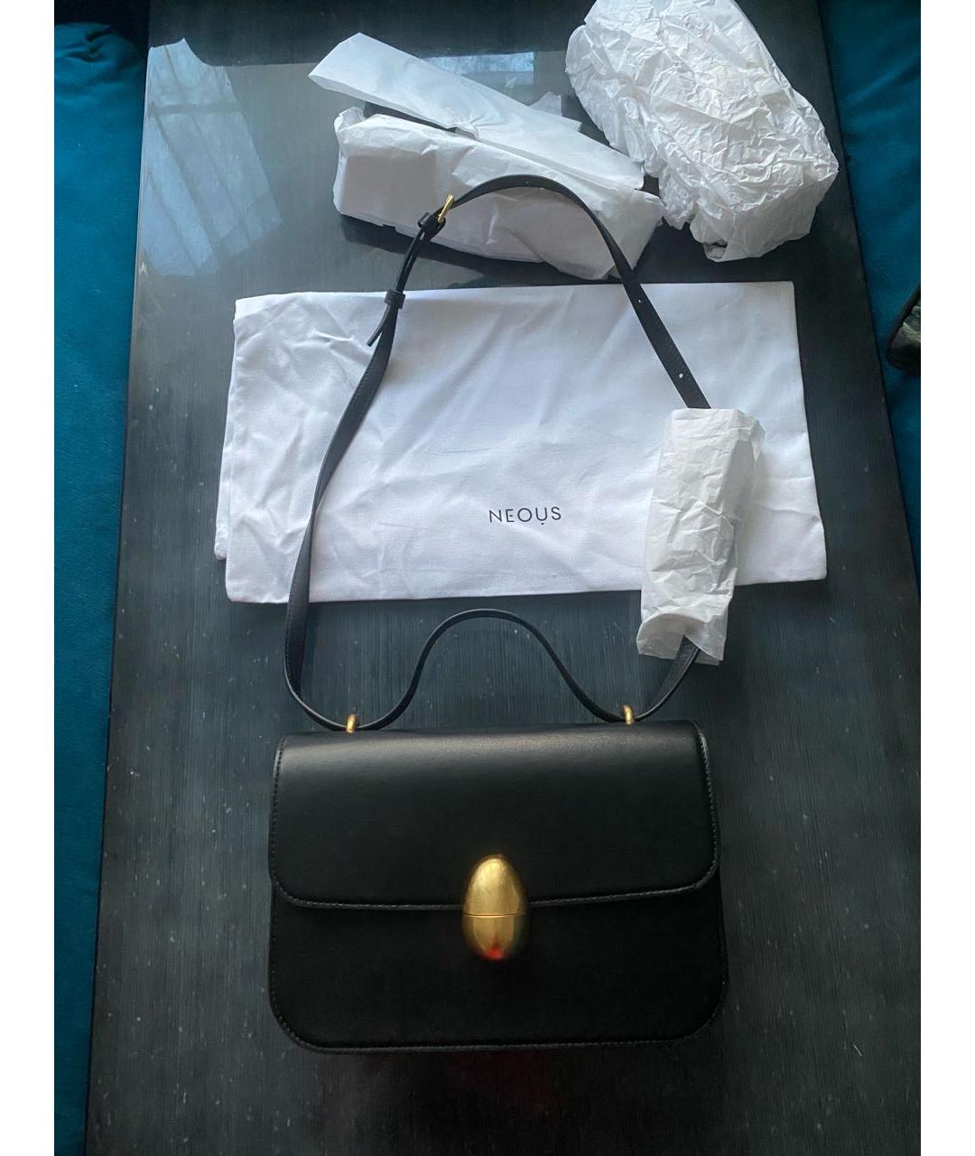 NEOUS Черная кожаная сумка через плечо, фото 5