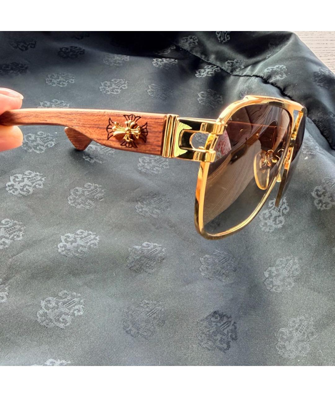 CHROME HEARTS Коричневые деревянные солнцезащитные очки, фото 2