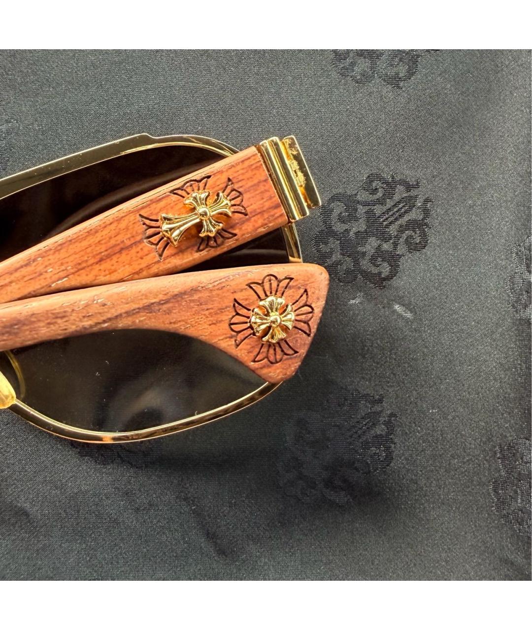 CHROME HEARTS Коричневые деревянные солнцезащитные очки, фото 4