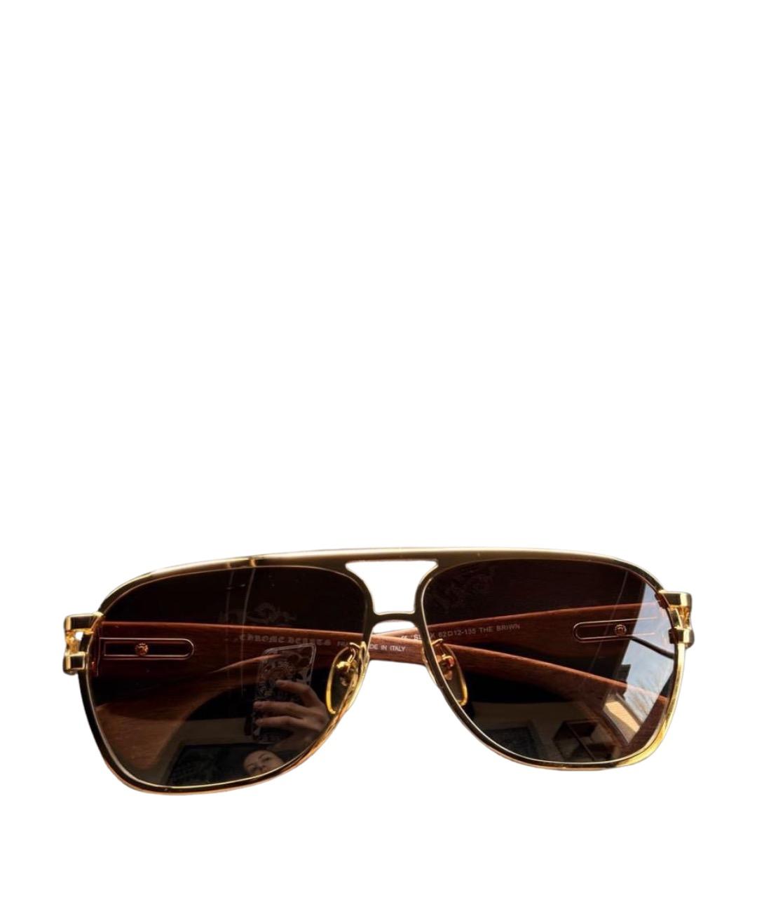 CHROME HEARTS Коричневые деревянные солнцезащитные очки, фото 1