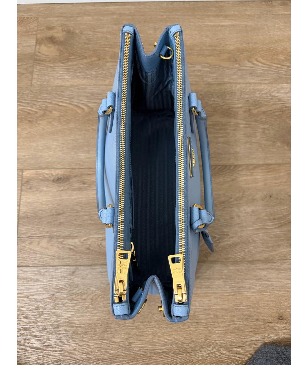 PRADA Голубая кожаная сумка тоут, фото 4