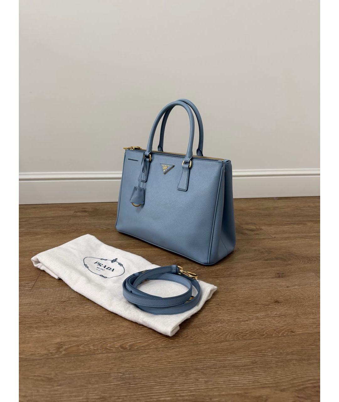 PRADA Голубая кожаная сумка тоут, фото 2