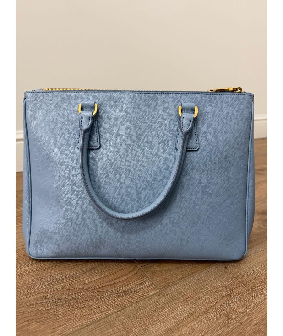 PRADA Голубая кожаная сумка тоут, фото 3