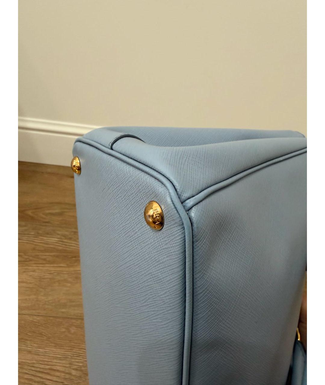 PRADA Голубая кожаная сумка тоут, фото 6